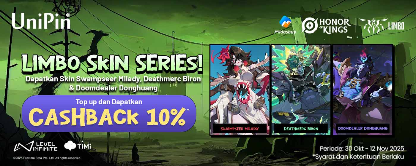 Nikmati Kegelapan dengan Limbo Skin Series di Honor of Kings! Dapatkan Cashback 10%!